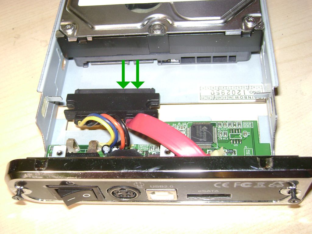 Connect Drive to Enclosure SATA Connector